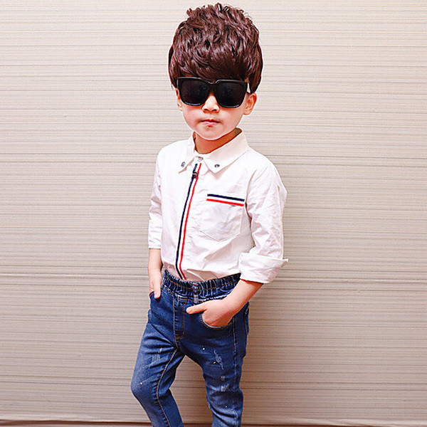 Stílusos gyerek ing fiúknak fehér és fekete színben