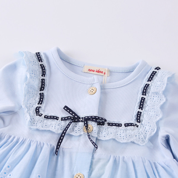 Modern, kék színű, hosszú ujjú lányruha