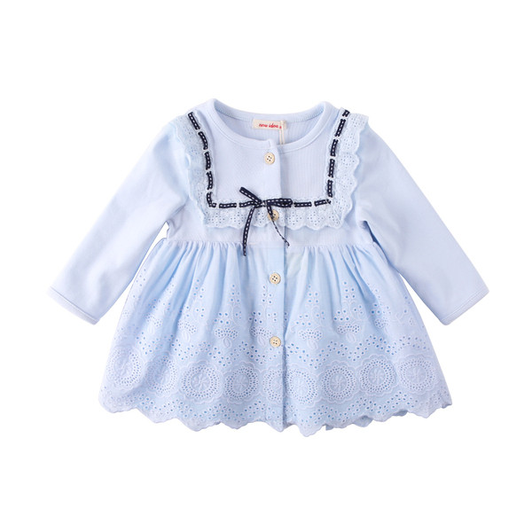 Modern, kék színű, hosszú ujjú lányruha