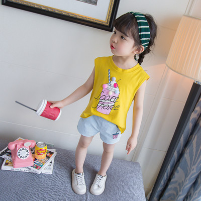 Nyári gyerek szett lányoknak rövidnadrággal és felsővel, két színben
