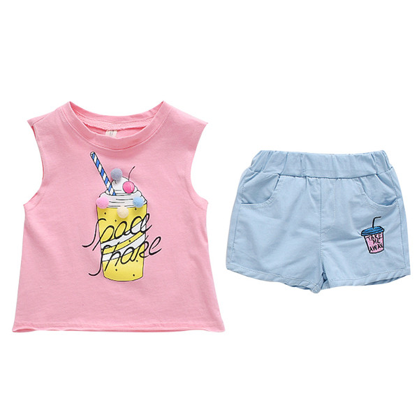 Nyári gyerek szett lányoknak rövidnadrággal és felsővel, két színben