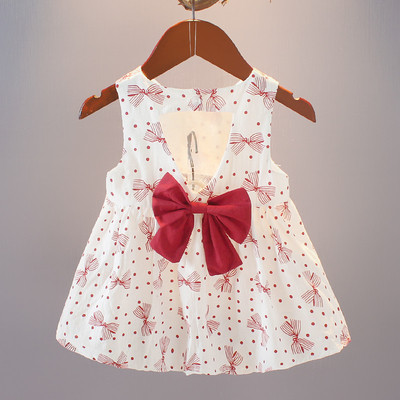 Rochie moderna pentru copii in alb cu panglica