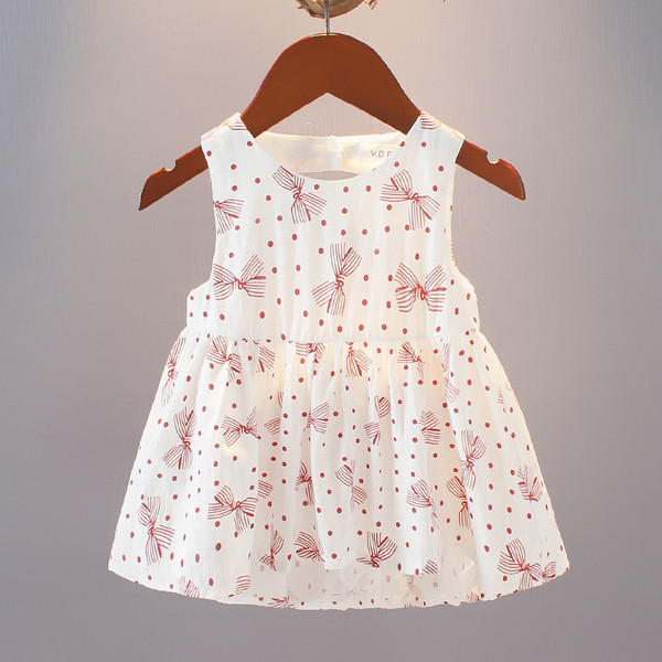 Rochie moderna pentru copii in alb cu panglica