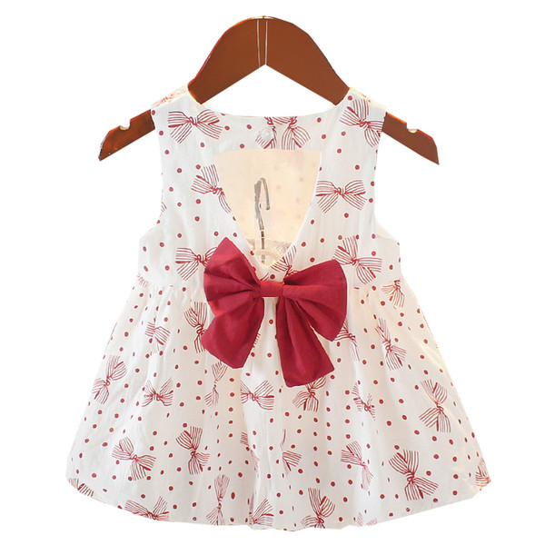 Rochie moderna pentru copii in alb cu panglica