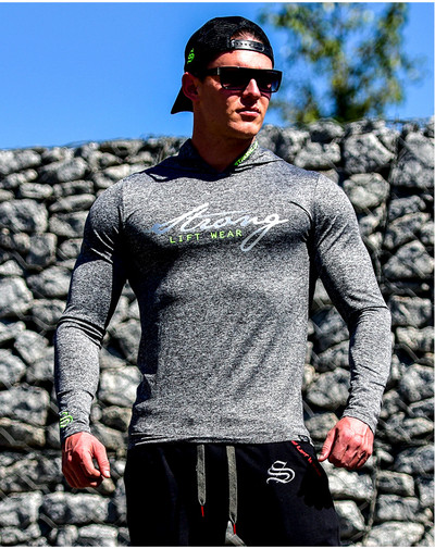 Modern férfi blúz hosszú ujjal és kapucnival két színben