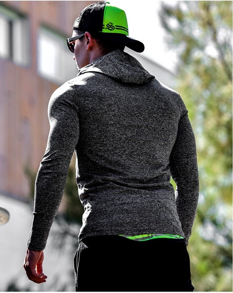 Modern férfi blúz hosszú ujjal és kapucnival két színben