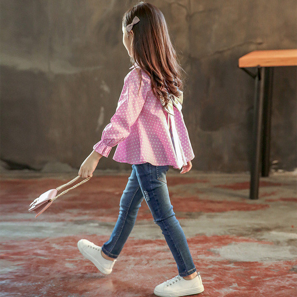 Cămașă modernă pentru copii cu panglică în două culori