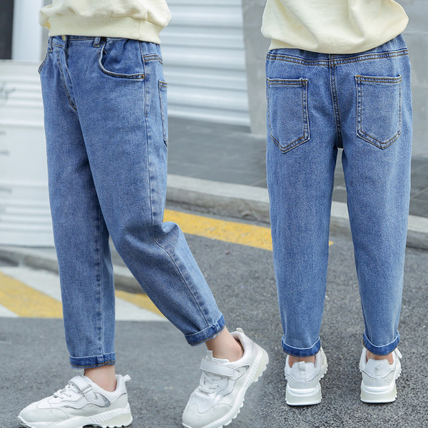 Blugi casual pentru copii pentru fete cu talie inalta