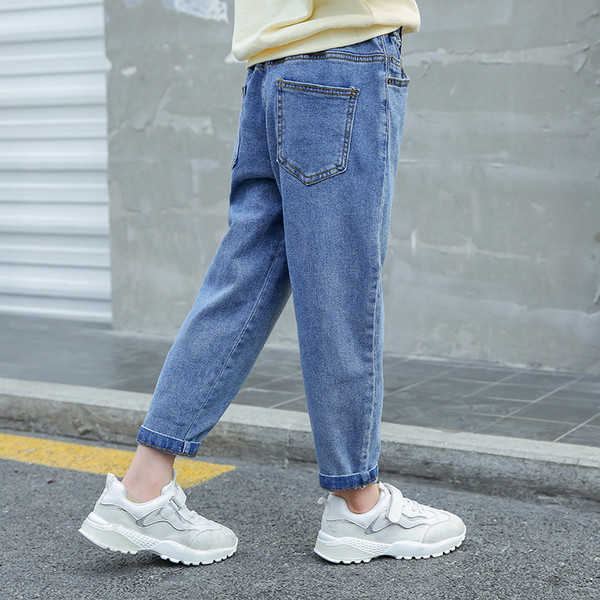 Blugi casual pentru copii pentru fete cu talie inalta