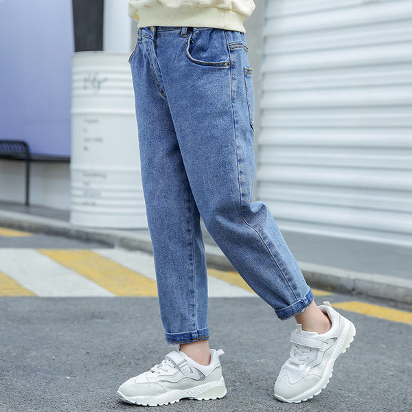 Blugi casual pentru copii pentru fete cu talie inalta