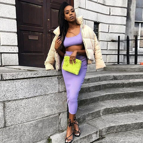 Μοντέρνο γυναικείο σετ μπουστάκι  και μακρύ φούστα σε δύο χρώματα