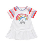 Rochie moderna pentru copii alb cu aplicatie