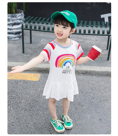 Rochie moderna pentru copii alb cu aplicatie