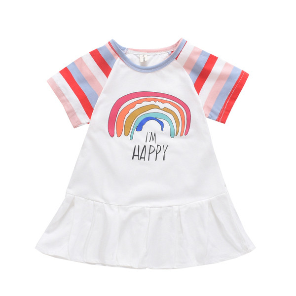 Rochie moderna pentru copii alb cu aplicatie