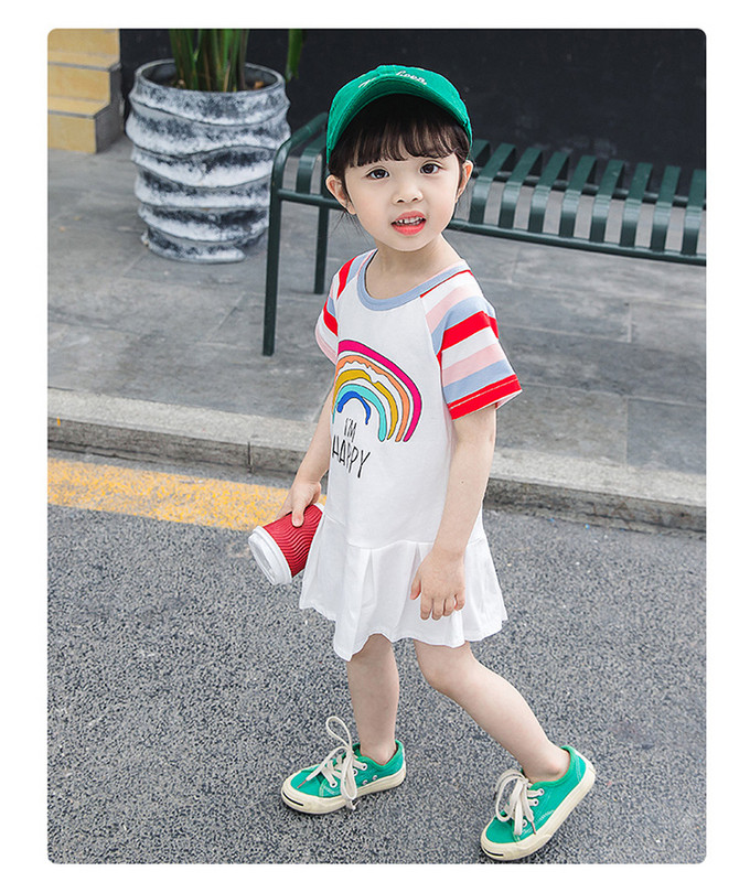 Rochie moderna pentru copii alb cu aplicatie