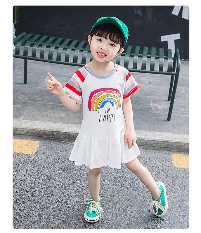 Rochie moderna pentru copii alb cu aplicatie