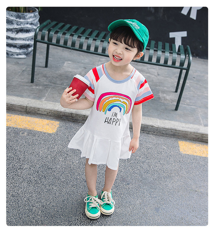 Rochie moderna pentru copii alb cu aplicatie