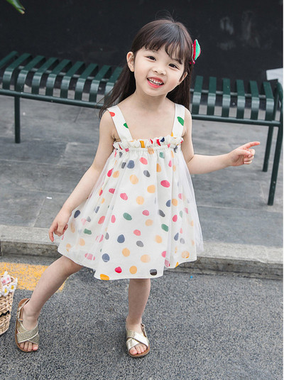 Модерна детска рокля разкроен модел с тюл