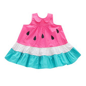 Actuala rochie pentru copii model lat cu nasturi si guler