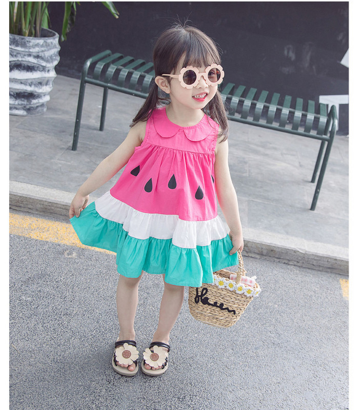 Actuala rochie pentru copii model lat cu nasturi si guler