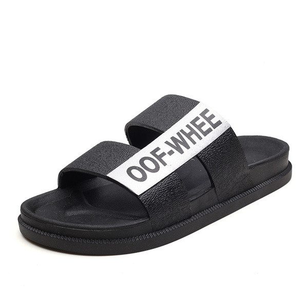 Papuci moderni pentru barbati in doua culori cu inscriptie