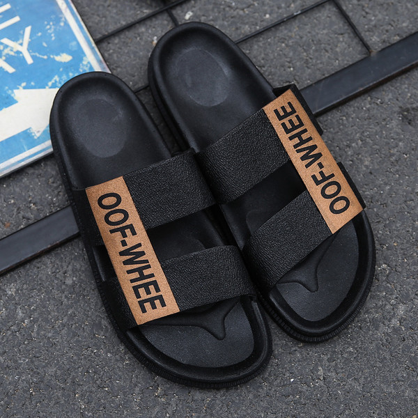 Papuci moderni pentru barbati in doua culori cu inscriptie