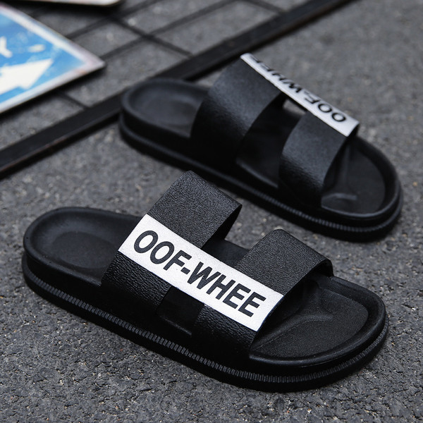 Papuci moderni pentru barbati in doua culori cu inscriptie