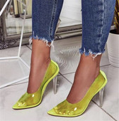 Pantofi de dama eleganti cu toc inalt transparent in doua culori