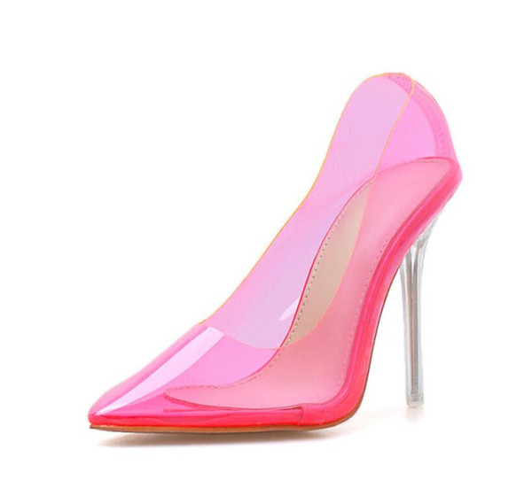 Pantofi de dama eleganti cu toc inalt transparent in doua culori