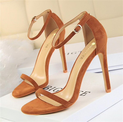 Sandale moderne de dama cu toc in mai multe culori de piele intoarsa ecologica