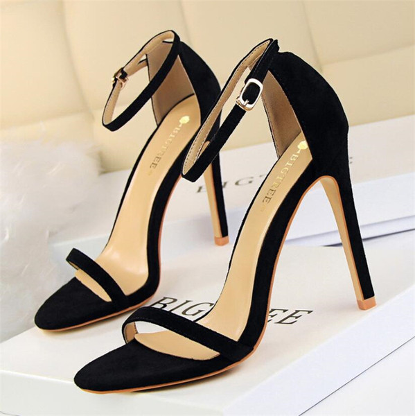 Sandale moderne de dama cu toc in mai multe culori de piele intoarsa ecologica