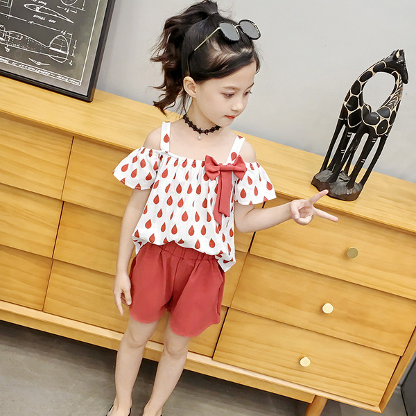 Costum pentru copii modern pentru fete in doua culori