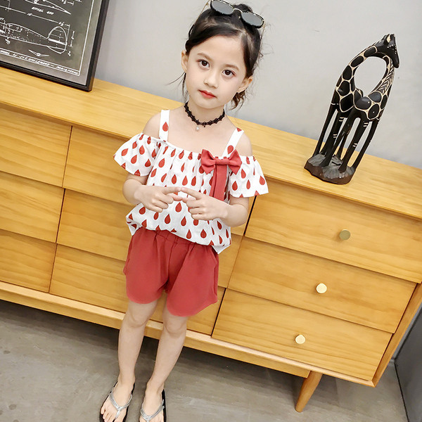 Costum pentru copii modern pentru fete in doua culori