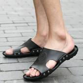 Öko bőrből készült modern férfi papucs négy színben