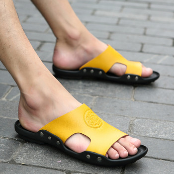 Модерни мъжки чехли от еко кожа в четири цвята