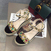 Sandale de dama elegante cu platforma si pietre in doua culori