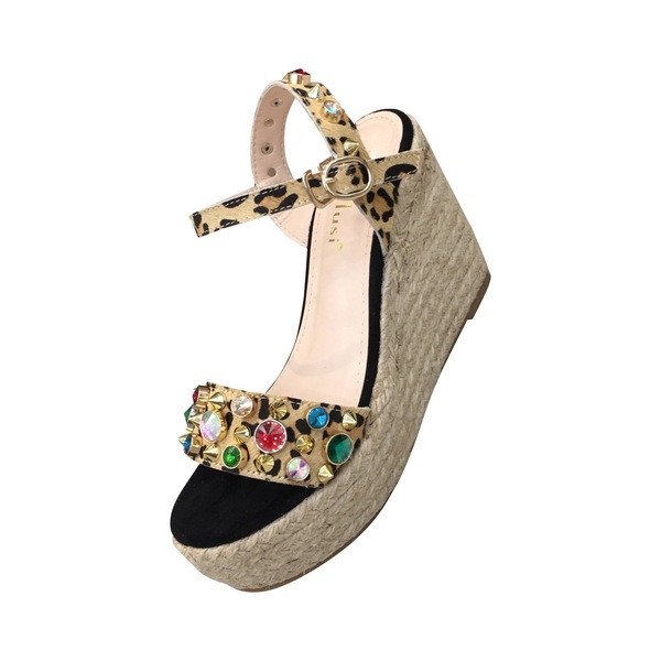 Sandale de dama elegante cu platforma si pietre in doua culori