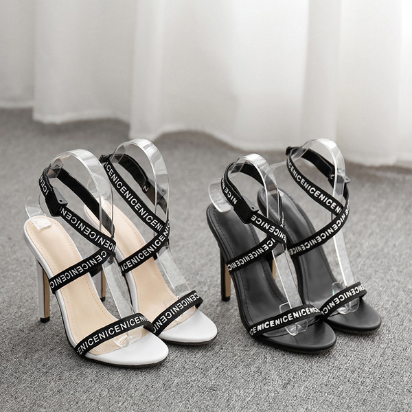 Sandale moderne de damă cu toc în două culori