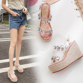 Sandale de dama elegante cu platforma si bretele transparente cu pietre