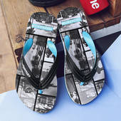 Papuci bărbați în trei culori cu talpă plată și inscripție