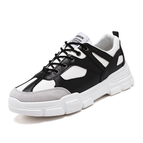 Tenisi moderni pentru bărbați cu șireturi în alb și negru