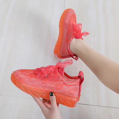 Νέα μοντέλα γυναικεία αθλητικά παπούτσια με δαντέλα σε κίτρινο, λευκό και κόκκινο χρώμα