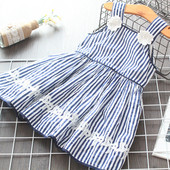 Ριγέ παιδικό φόρεμα με τιραντάκια