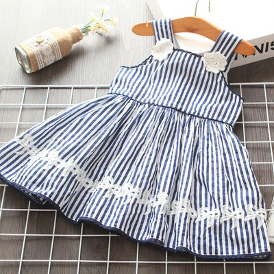 Ριγέ παιδικό φόρεμα με τιραντάκια