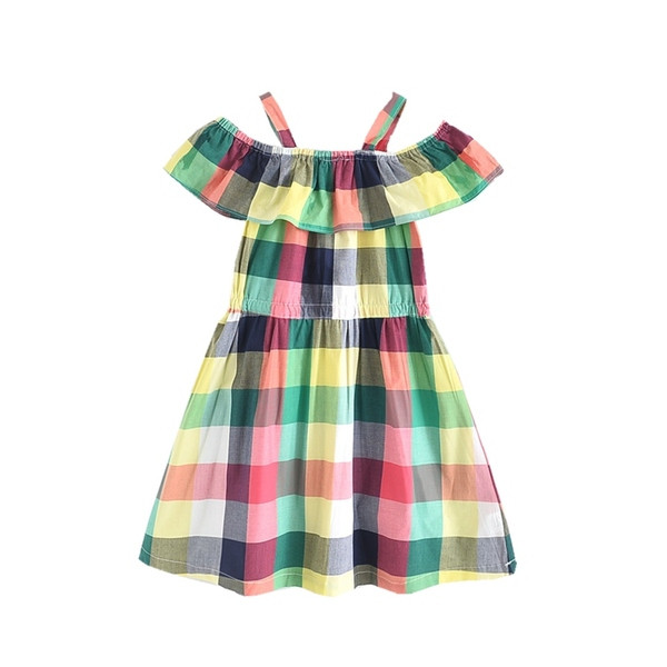 Kockás gyerekruha csónakos nyakkivágással