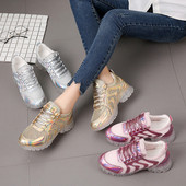 Aktuális női sportcipő arany, ezüst és rózsaszín színben