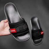 Papuci actuali pentru bărbați în negru și roșu cu emblemă