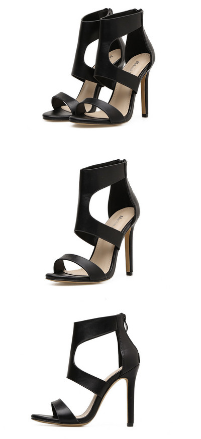 Κομψά γυναικεία σανδάλια με ψηλό τακούνι από οικολογικό δέρμα σε δύο χρώματα