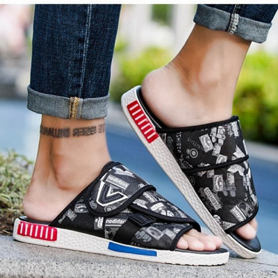 Modern férfi papucs két színben, lapos talppal