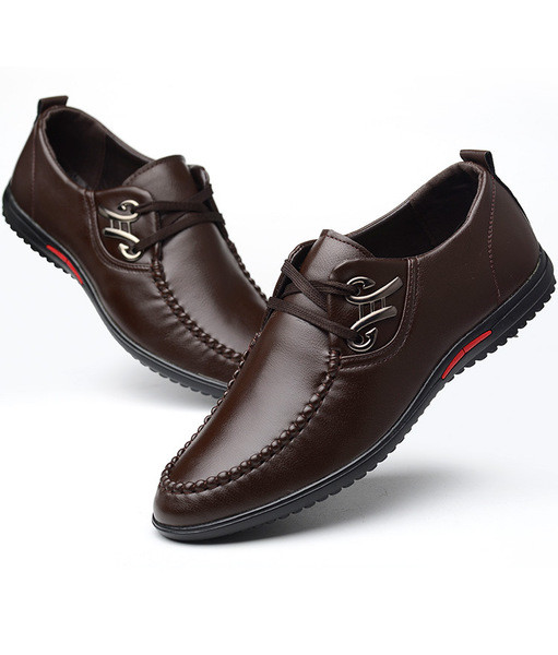 Актуални мъжки обувки от еко кожа в три цвята с метален елемент